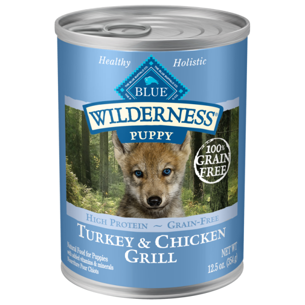 Puppy Turkey and Chicken Grill 12.5 oz Cans Wet Dog Food Blue Buffalo 12.5 oz