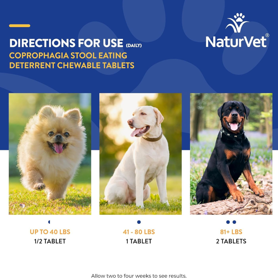 NaturVet Coprophagia Stool Eating Deterrent Tabs - 60 Pack