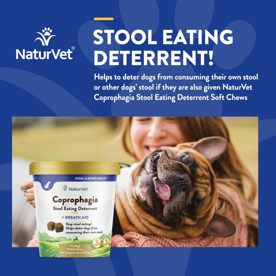 NaturVet Coprophagia Stool Eating Deterrent and Breath Aid Soft Chews – 70 Chews