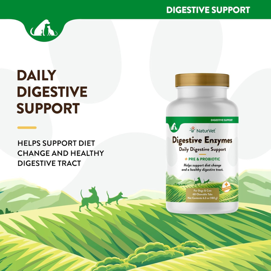 NaturVet Digestive Enzymes Plus Probiotic - 60 Tablets