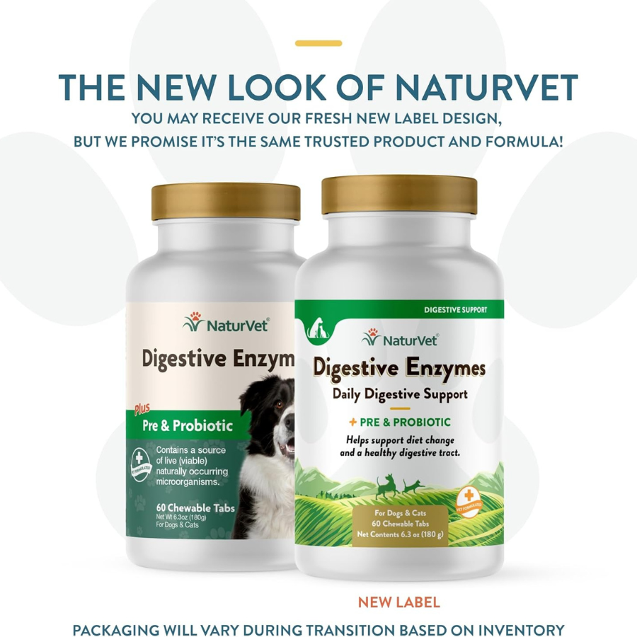 NaturVet Digestive Enzymes Plus Probiotic - 60 Tablets