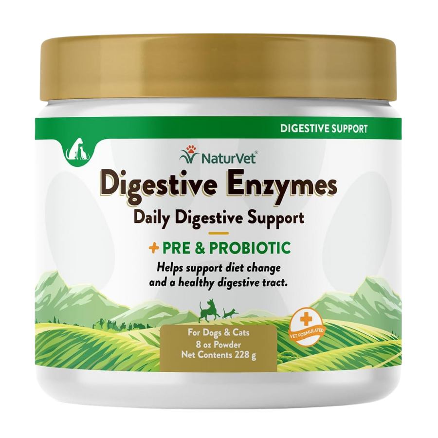 NaturVet Digestive Enzymes Powder with Prebiotics and Probiotics - 8 oz