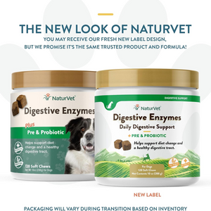 NaturVet Digestive Enzymes With Prebiotics and Probiotic - 120 Soft Chews