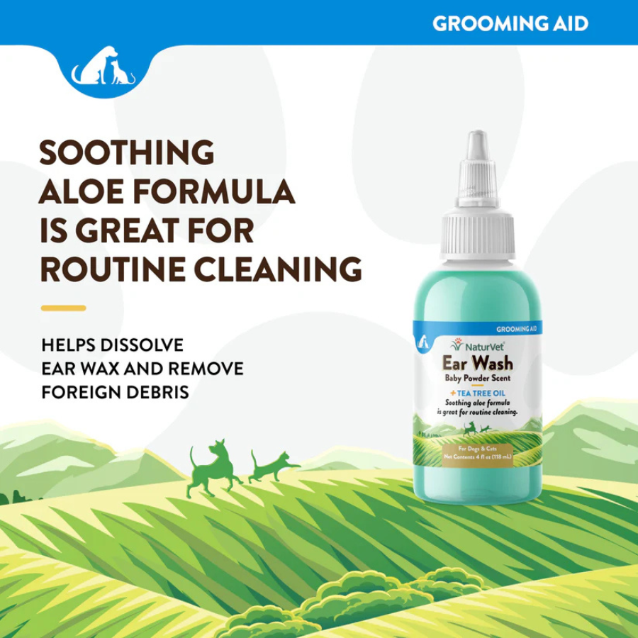 NaturVet Ear Wash with Tea Tree Oil - 8 oz
