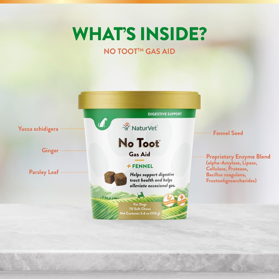 NaturVet No Toot Gas Aid Soft Chews - 70 Chews