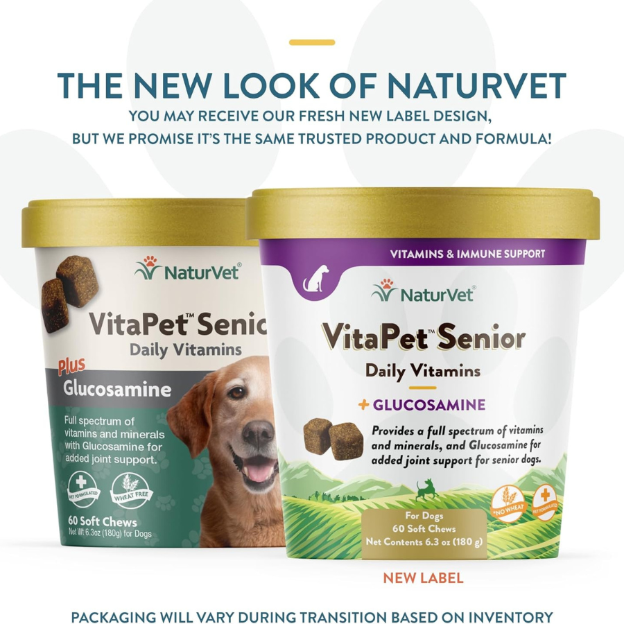 NaturVet Soft Chew VitaPet Daily Vitamin Plus Glucosamine for Seniors - 60 Chews