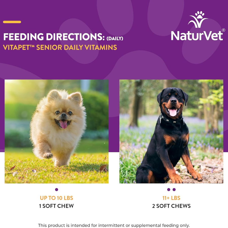 NaturVet Soft Chew VitaPet Daily Vitamin Plus Glucosamine for Seniors - 60 Chews