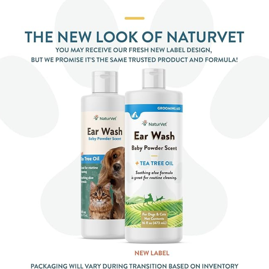 NaturVet Tea Tree Ear Wash with Aloe - 16 oz