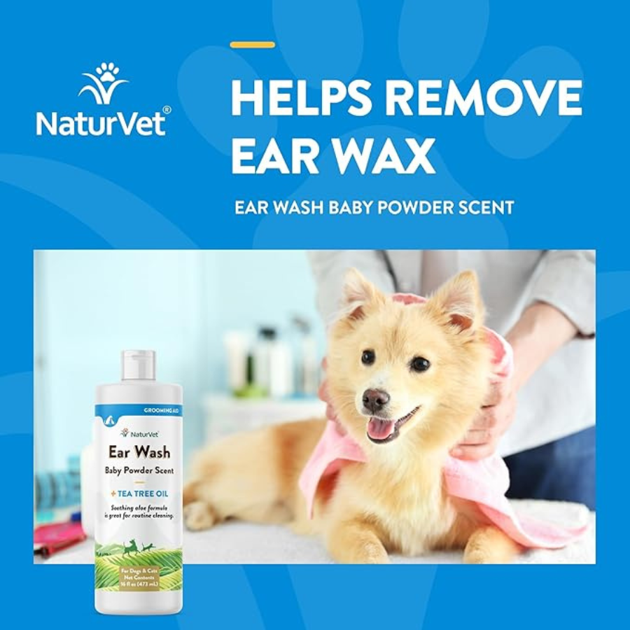 NaturVet Tea Tree Ear Wash with Aloe - 16 oz