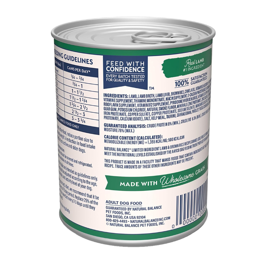 Natural Balance Limited Ingredient Lamb and Brown Rice (12 Cans)