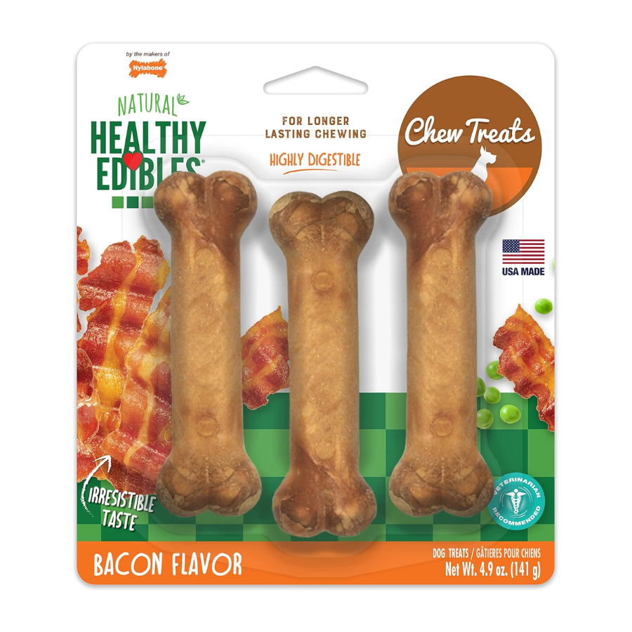Nylabone Healthy Edibles Chew Bacon Flavour - Small (3 Pack)