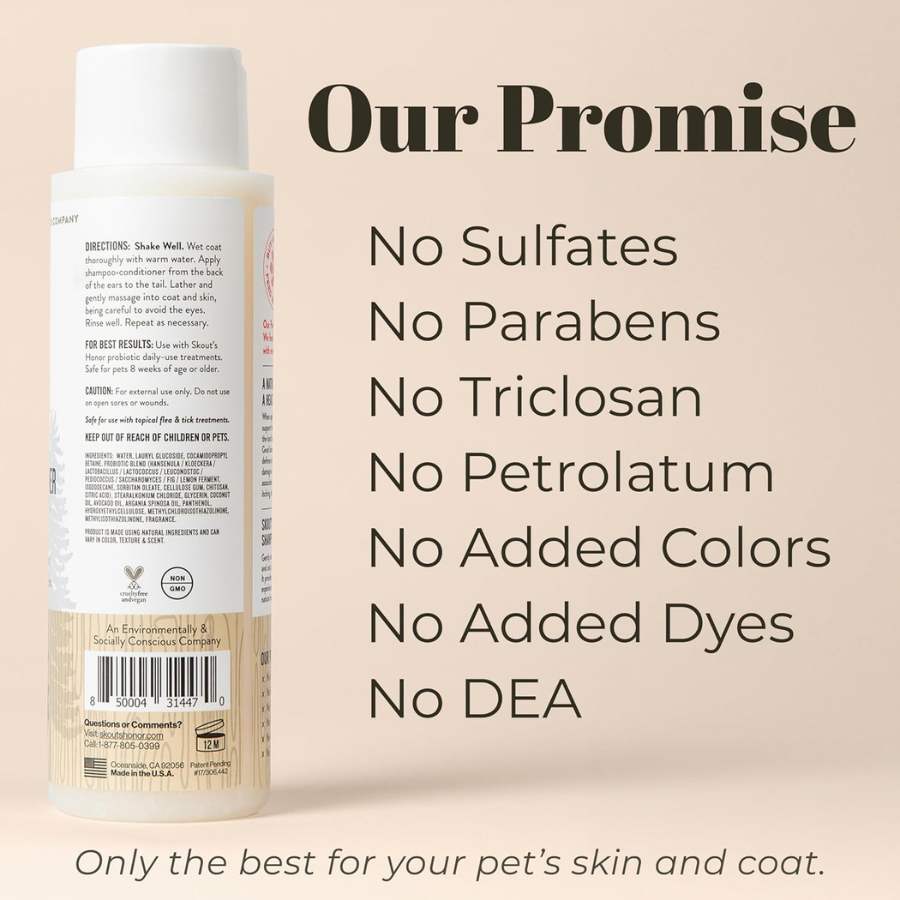 Skout's Honor Probiotic Shampoo and Conditioner - Dog of the Woods Scent (Sandalwood/Vanilla)