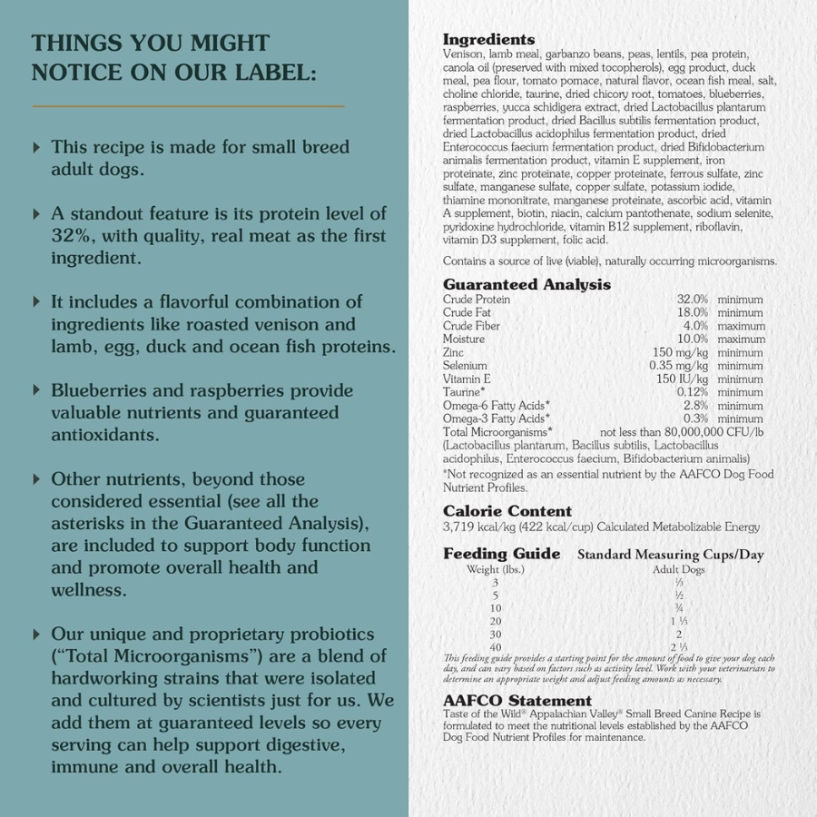 Taste of the Wild Appalachian Valley Small Breed Canine Recipe with Venison and Garbanzo Beans