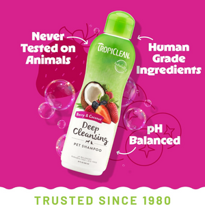 TropiClean Deep Cleansing Shampoo with Berry and Coconut - 20 oz