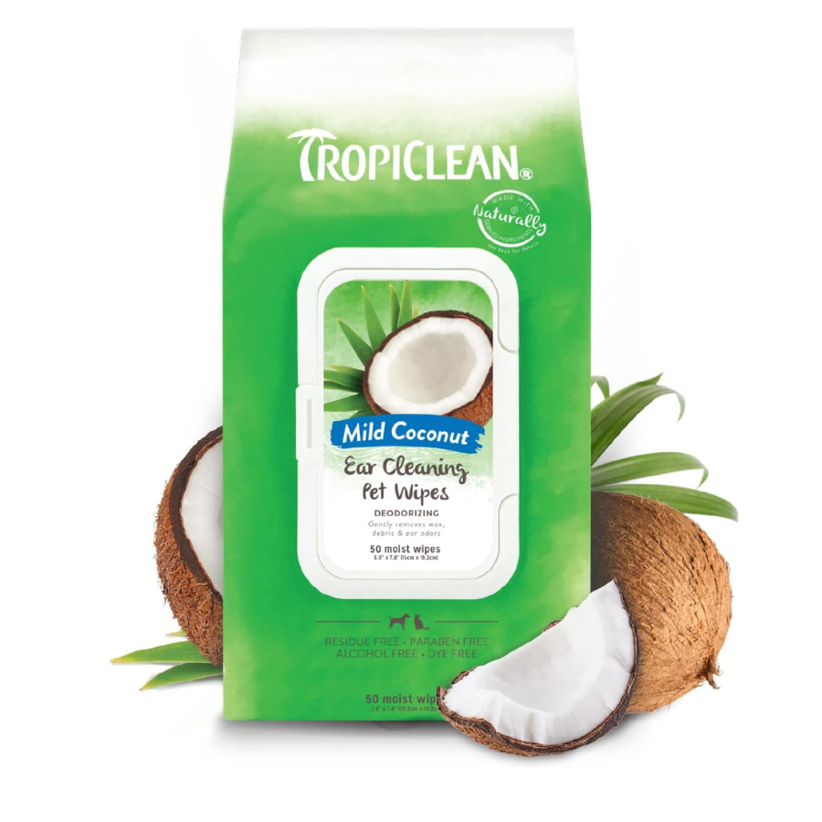 TropiClean Ear Cleaning Wipes Mild Coconut - 50 Pack