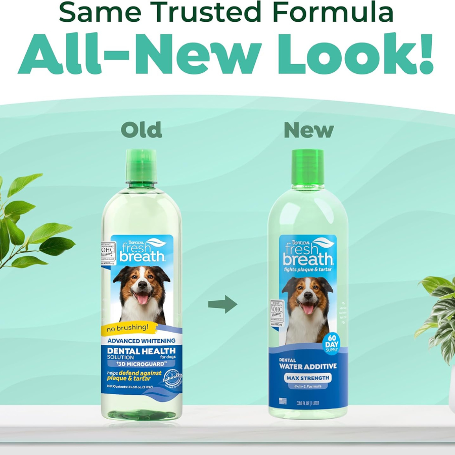 TropiClean Fresh Breath Dental Health Solution Advanced Whitening - 1 L
