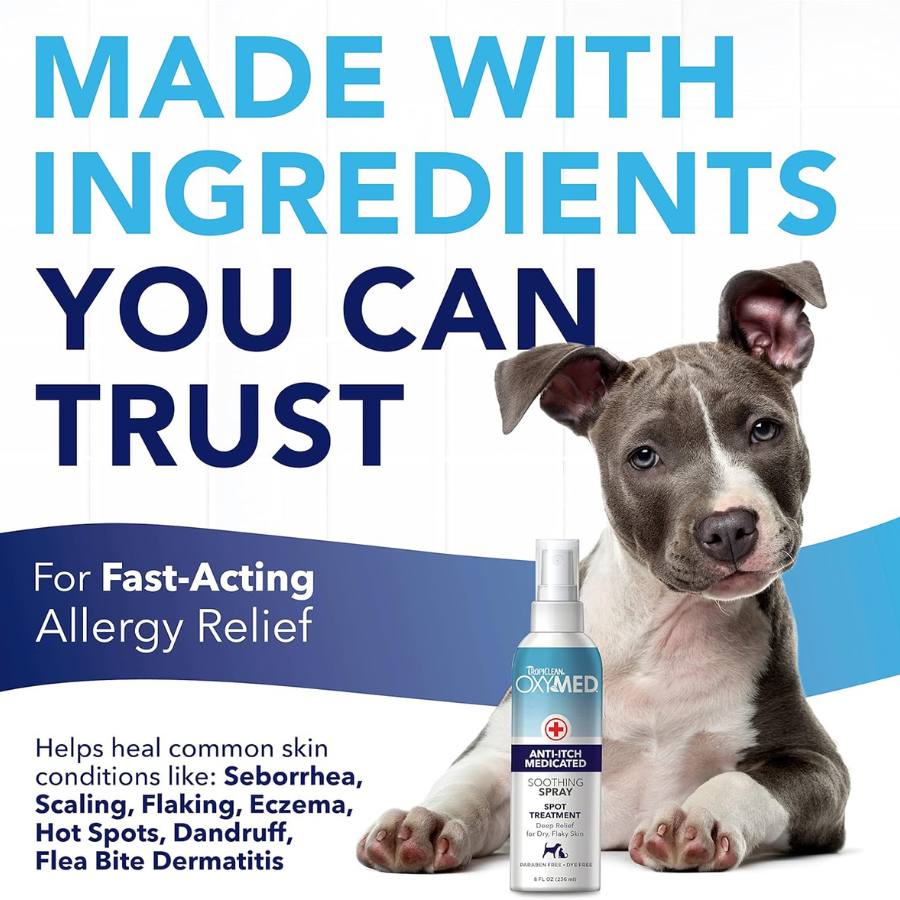 TropiClean OxyMed Medicated Anti-Itch Soothing Spray - 8 oz