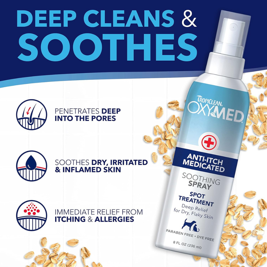 TropiClean OxyMed Medicated Anti-Itch Soothing Spray - 8 oz