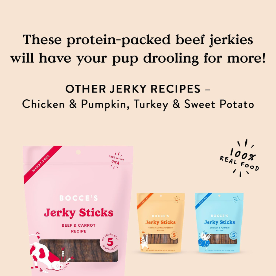 Bocce's Bakery Grazers Beef and Carrot Jerky Sticks - 4 oz