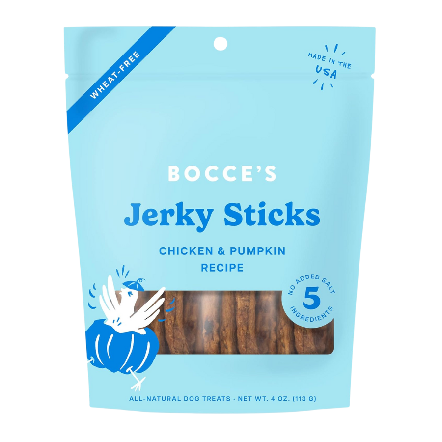 Bocce's Bakery Grazers Chicken and Pumpkin Jerky Sticks - 4 oz