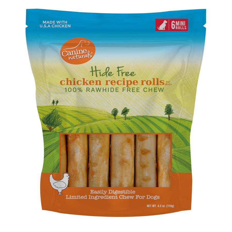 Canine Naturals Hide-Free Chicken Rolls Small 2.5" - 6 Pack