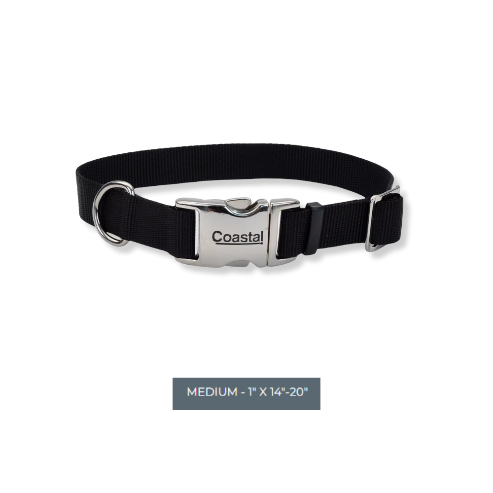 Coastal Titan Nylon Collar with Metal Buckle - Black