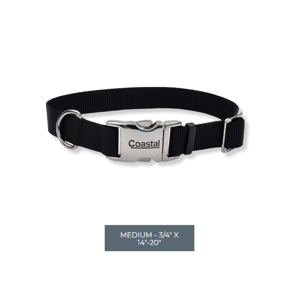Coastal Titan Nylon Collar with Metal Buckle - Black