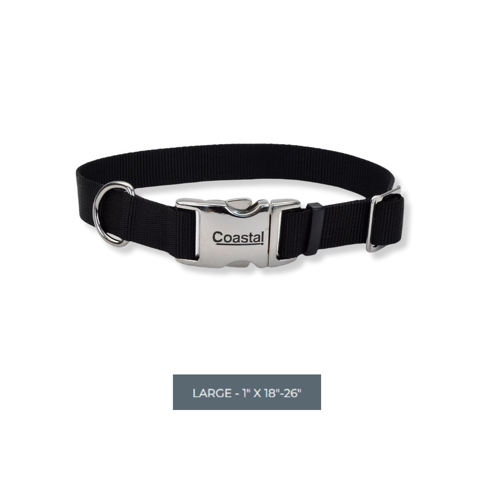 Coastal Titan Nylon Collar with Metal Buckle - Black