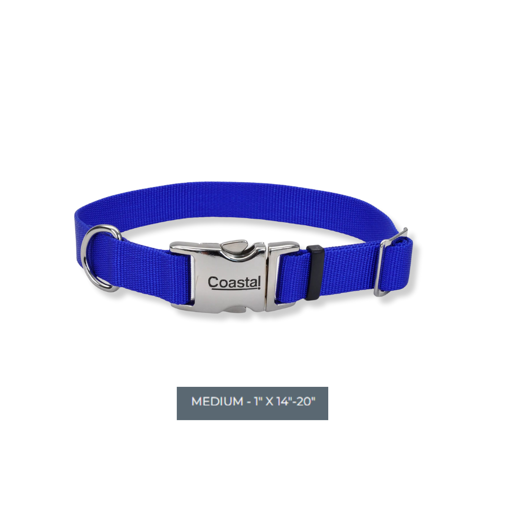 Coastal Titan Nylon Collar with Metal Buckle - Blue