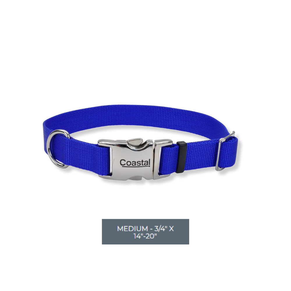 Coastal Titan Nylon Collar with Metal Buckle - Blue