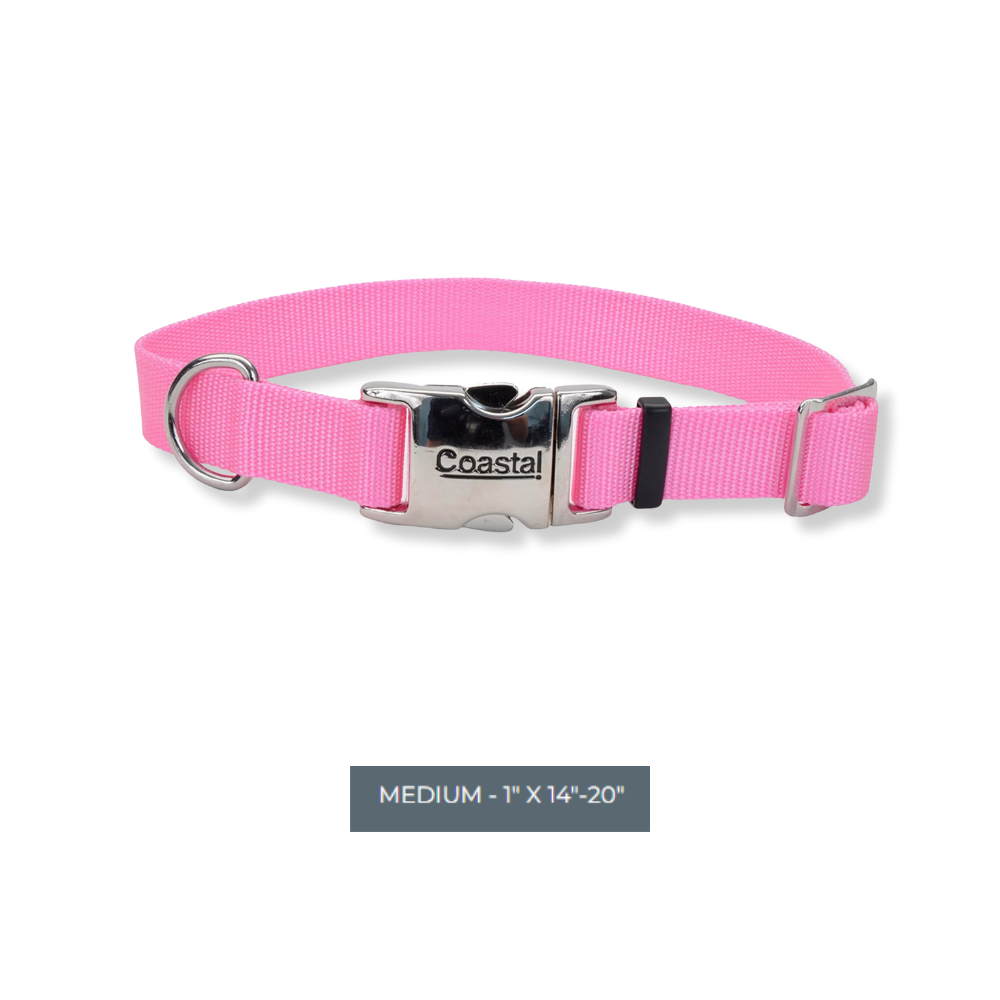 Coastal Titan Nylon Collar with Metal Buckle - Pink