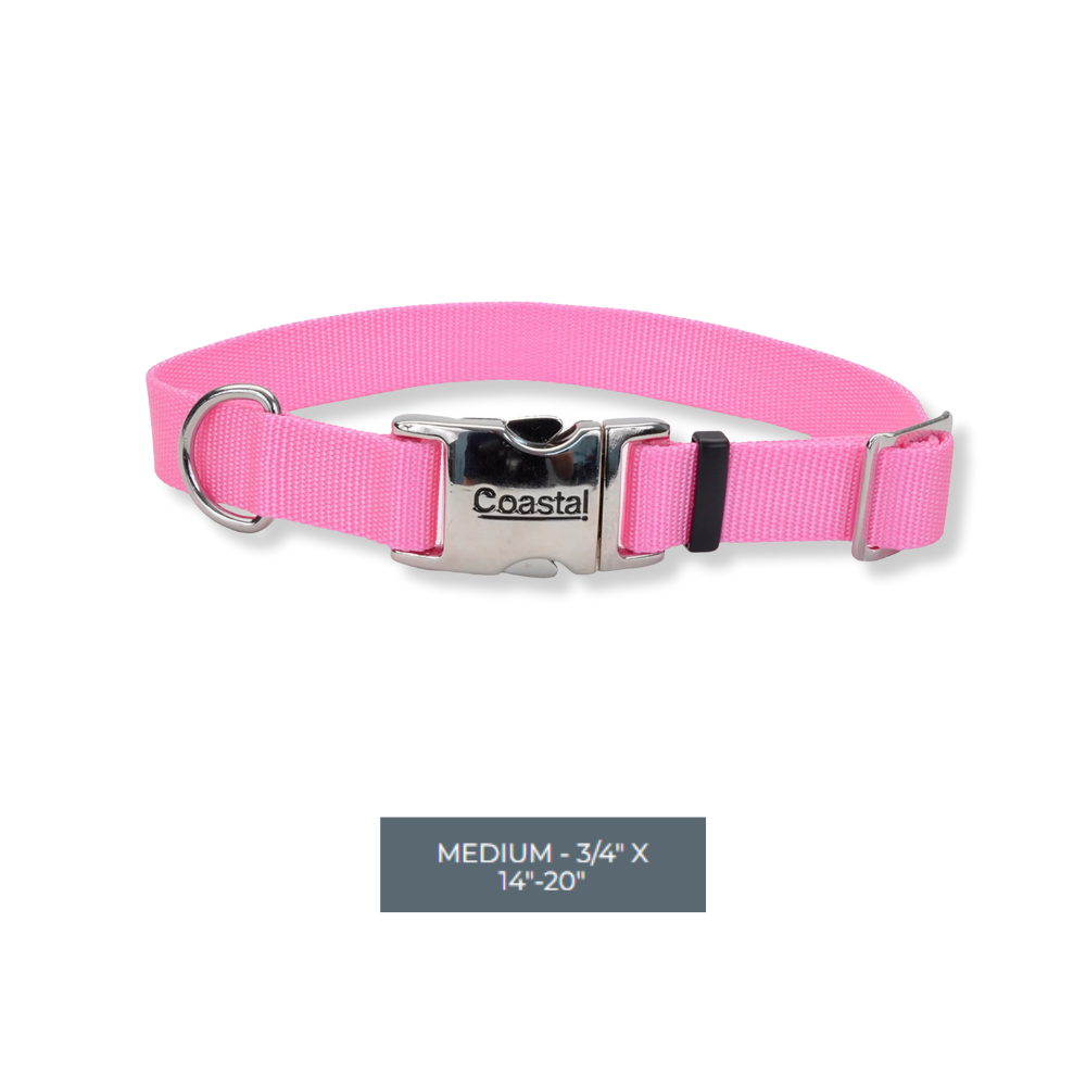 Coastal Titan Nylon Collar with Metal Buckle - Pink