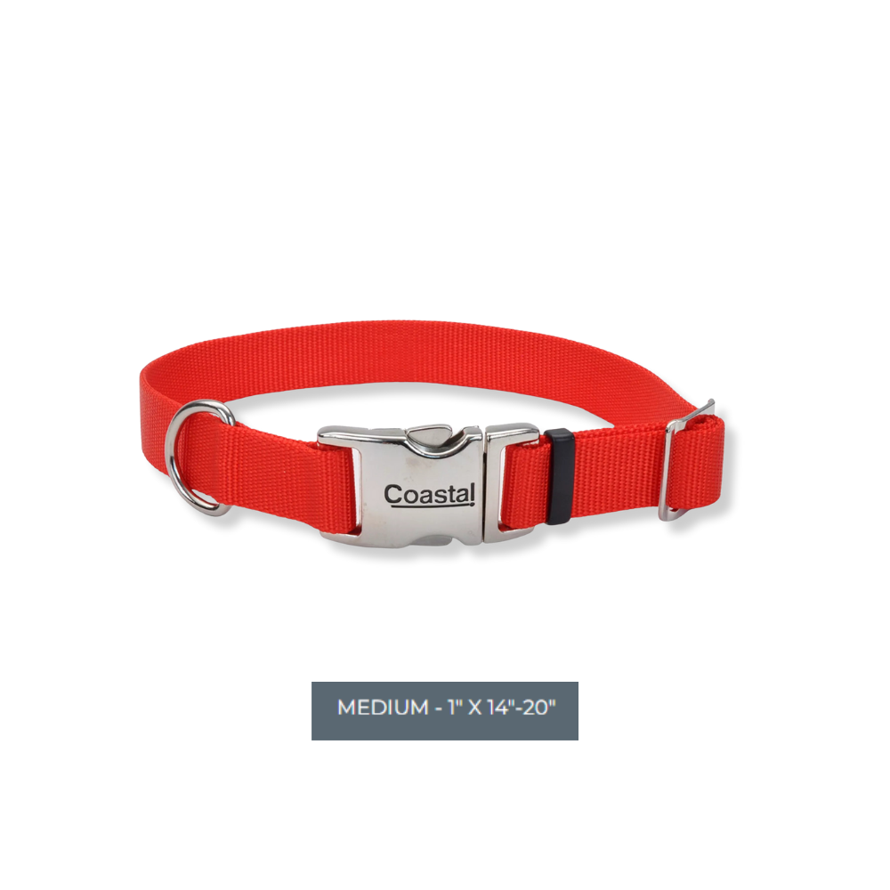 Coastal Titan Nylon Collar with Metal Buckle - Red