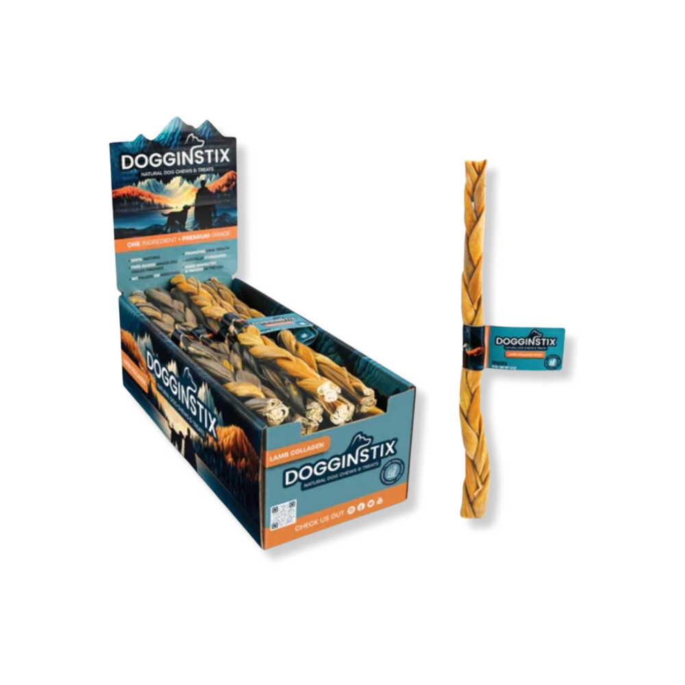 DogginStix Braided Lamb Collagen - 12"