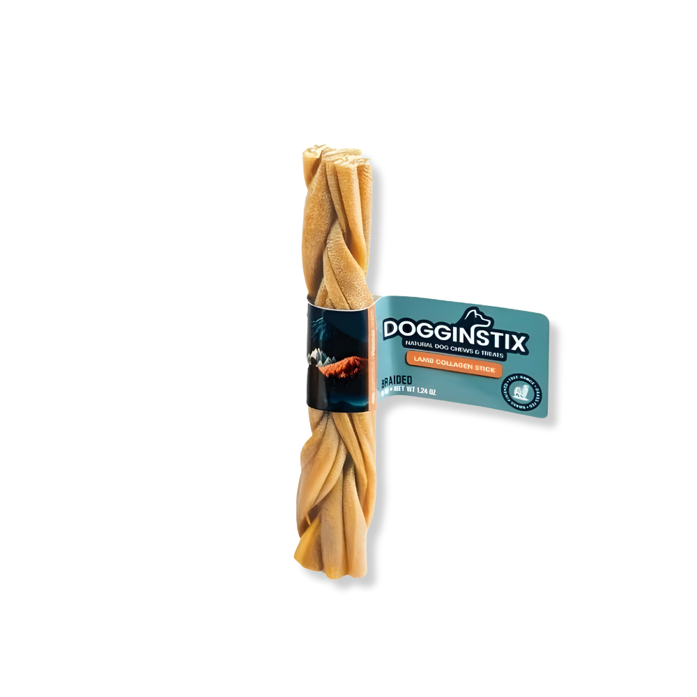 DogginStix Braided Lamb Collagen - 6"