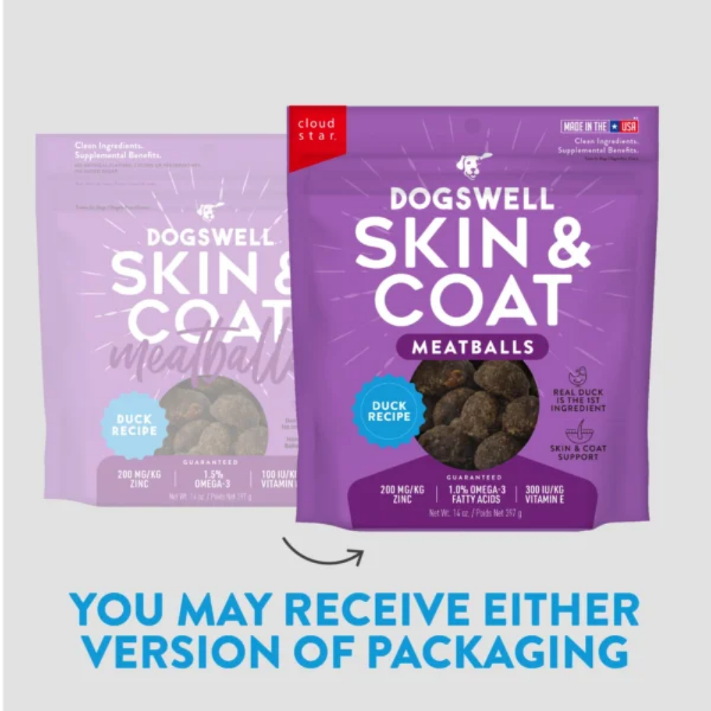 Dogswell Skin and Coat Meatballs Duck Dog Treats - 14 oz