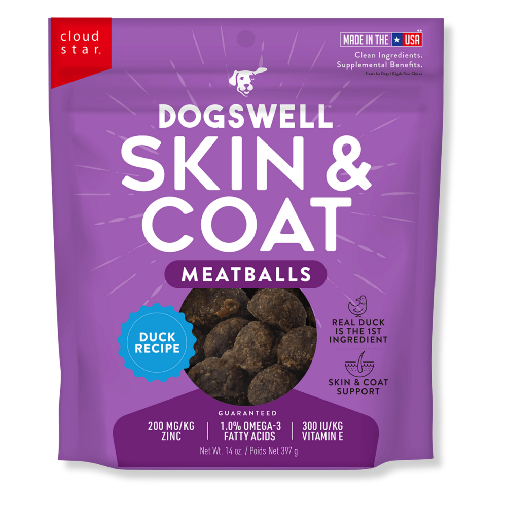 Dogswell Skin and Coat Meatballs Duck Dog Treats - 14 oz