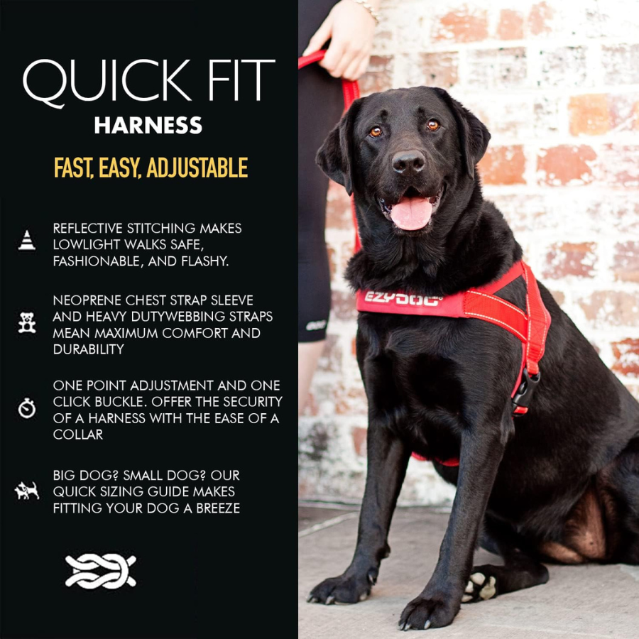 EZYDOG Quick Fit Dog Harness - Red