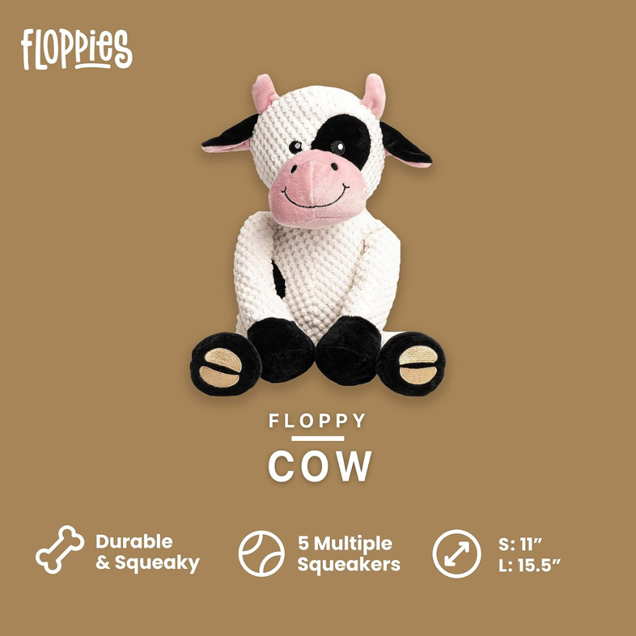 FabDog Floppies Cow Plush Dog Toy