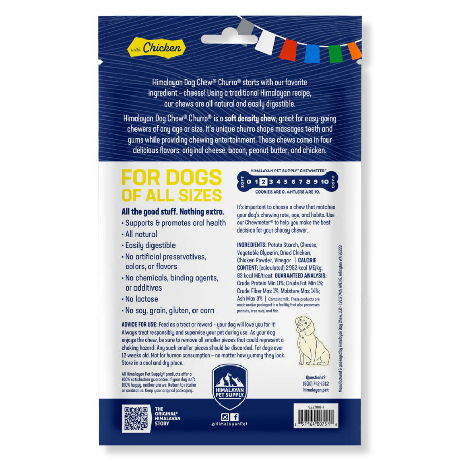 Himalayan Pet Supply Churro Chicken Yak Dog Chew - 4 Pack