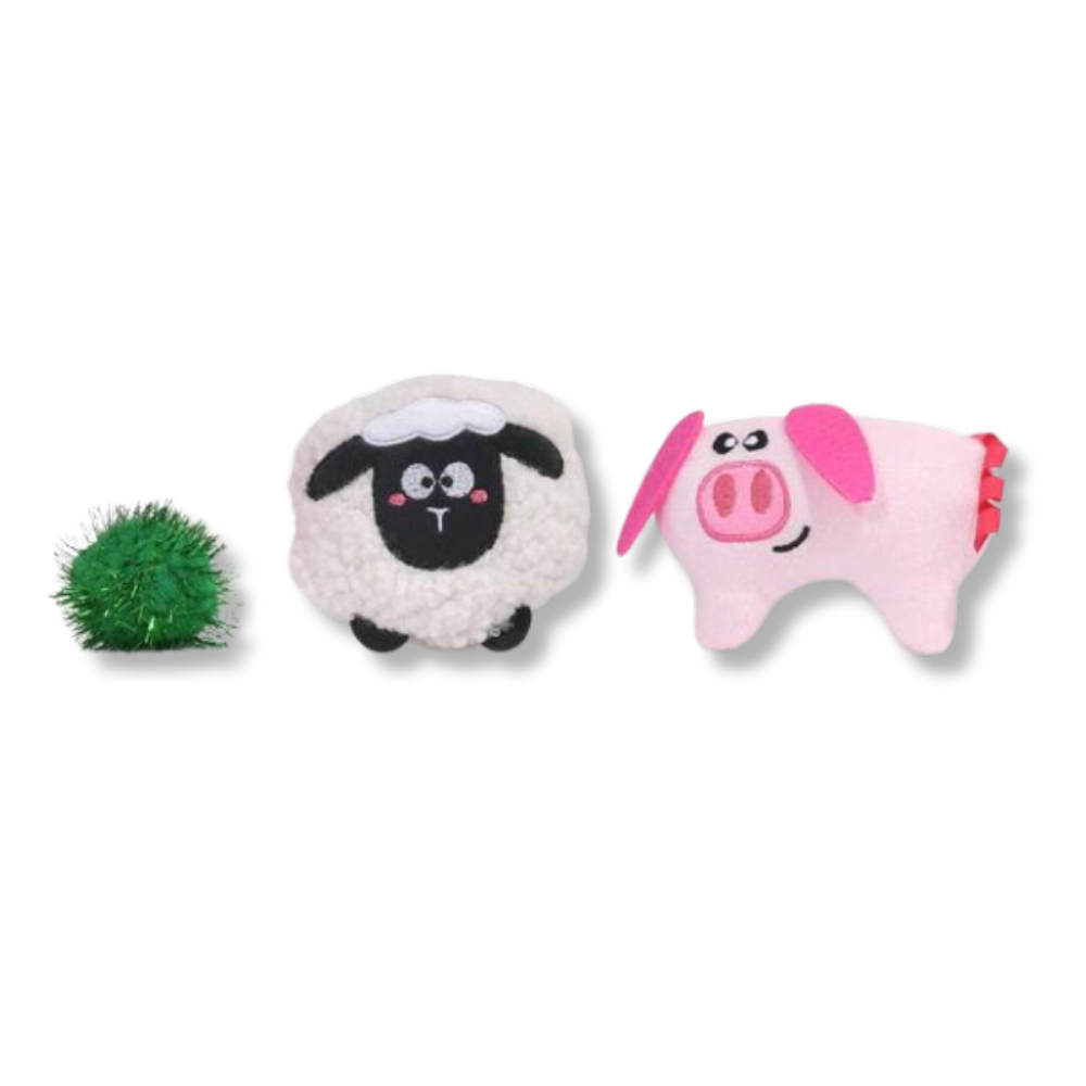 HugSmart Meow Buddies Sheep and Pig Cat Toys