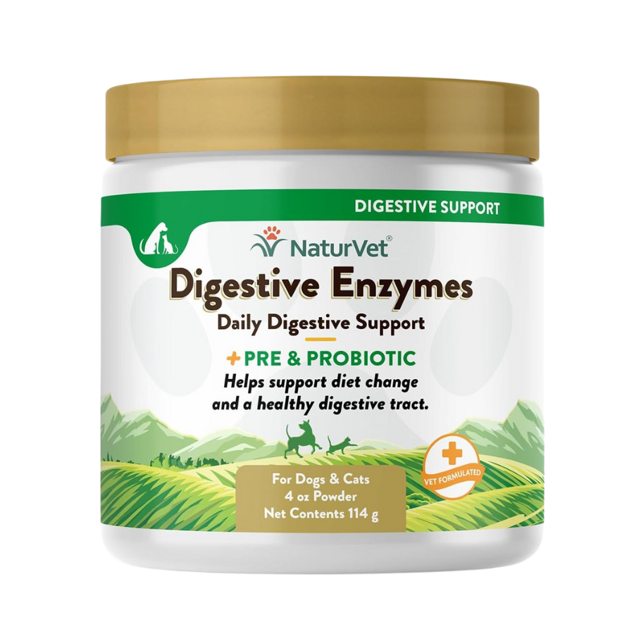 NaturVet Digestive Enzymes Powder with Prebiotics and Probiotics - 4 oz