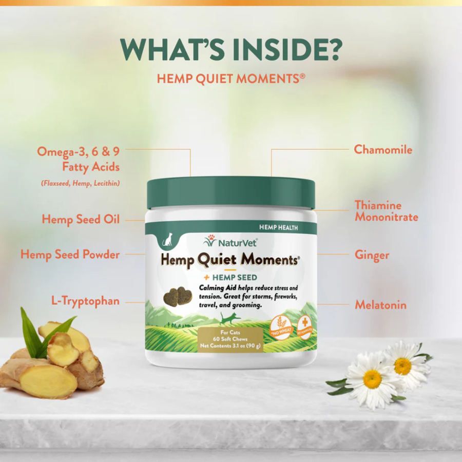 NaturVet NaturVet Soft Chew Hemp Quiet Moments for Cats - 60 Chews