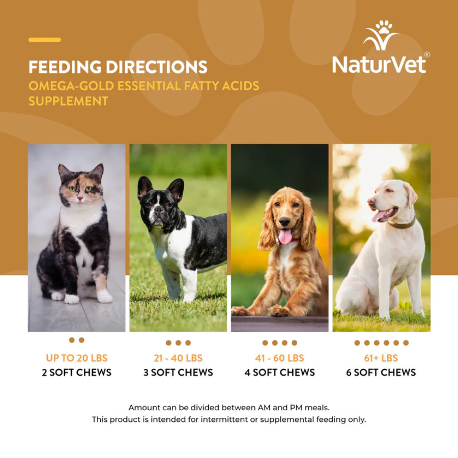 NaturVet Soft Chew Omega-Gold Plus Salmon Oil - 90 Count