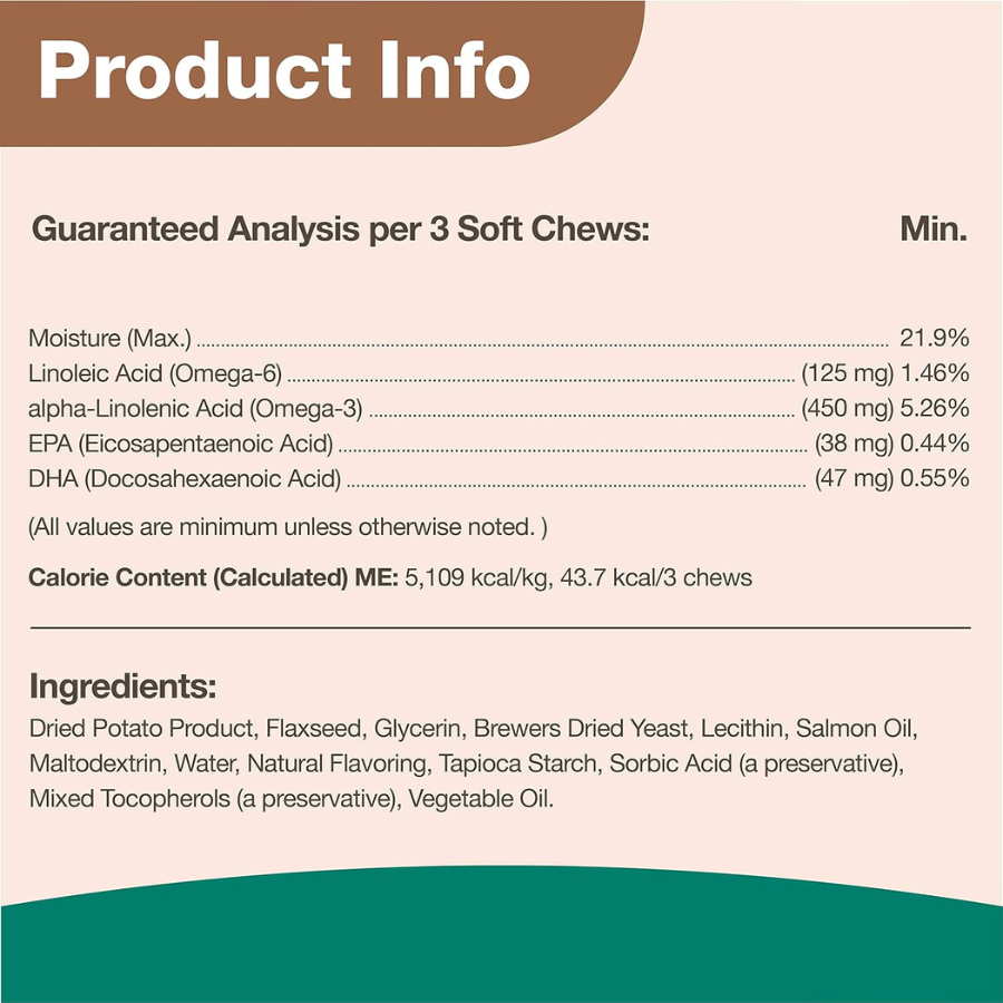 NaturVet Soft Chew Omega-Gold Plus Salmon Oil - 180 Count