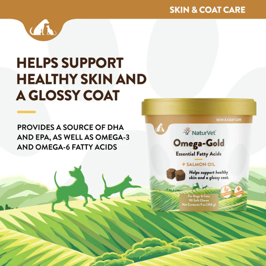 NaturVet Soft Chew Omega-Gold Plus Salmon Oil - 90 Count