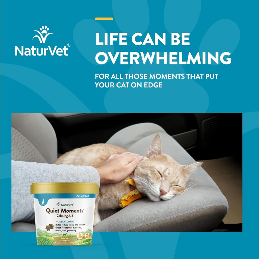 NaturVet Soft Chew Quiet Moments with Melatonin for Cats - 60 Chews