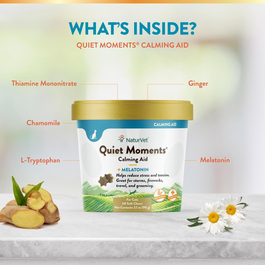 NaturVet Soft Chew Quiet Moments with Melatonin for Cats - 60 Chews
