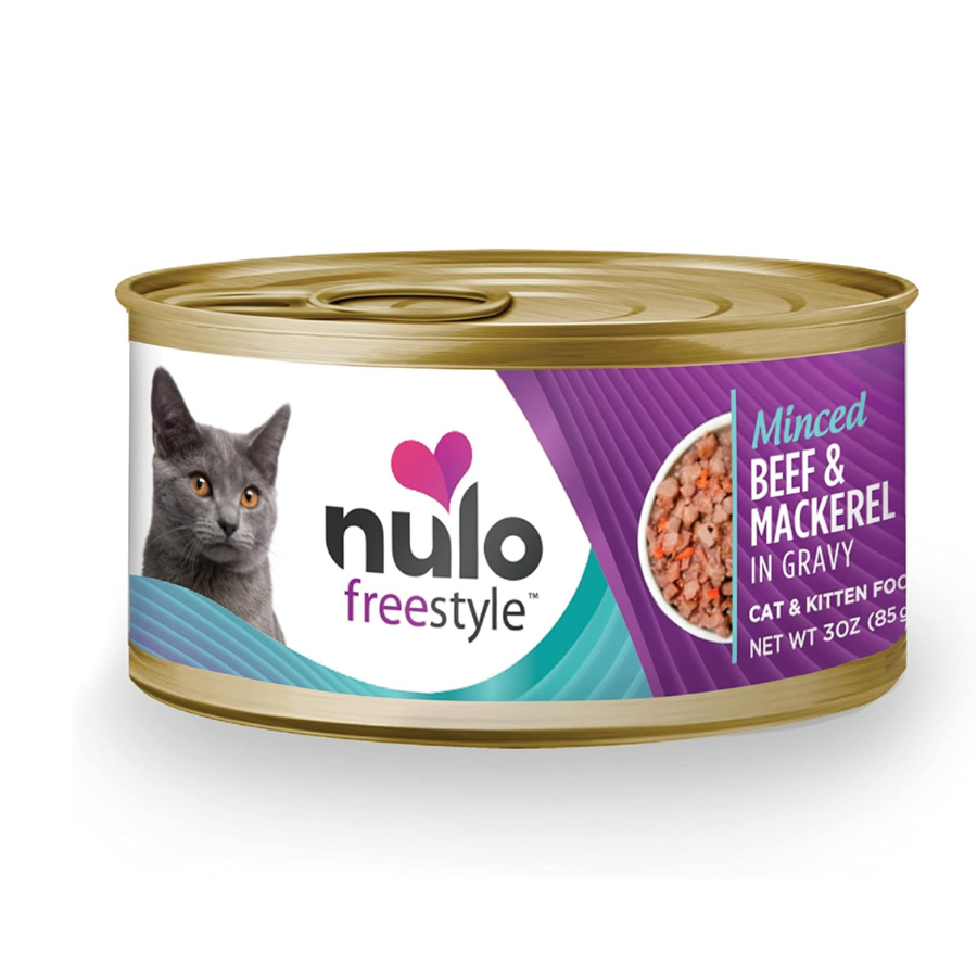 Nulo Freestyle Minced Cat and Kitten Wet Food Beef and Mackerel Recipe - 24 Case (3 oz Cans)