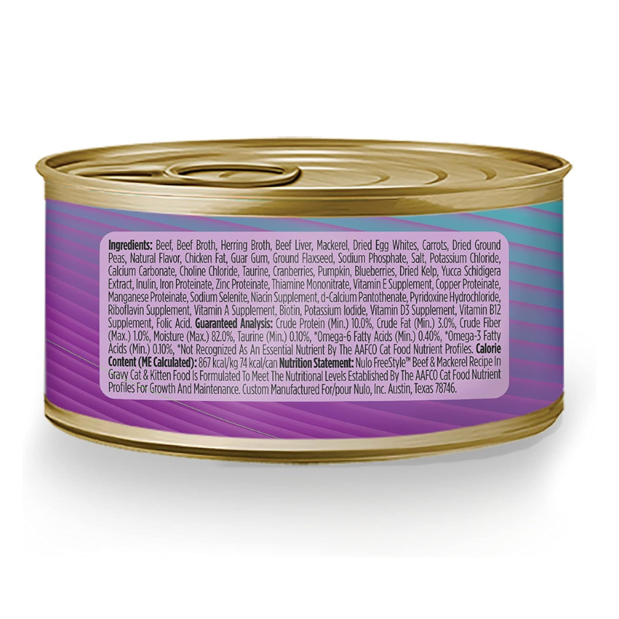Nulo Freestyle Minced Cat and Kitten Wet Food Beef and Mackerel Recipe - 24 Case (3 oz Cans)